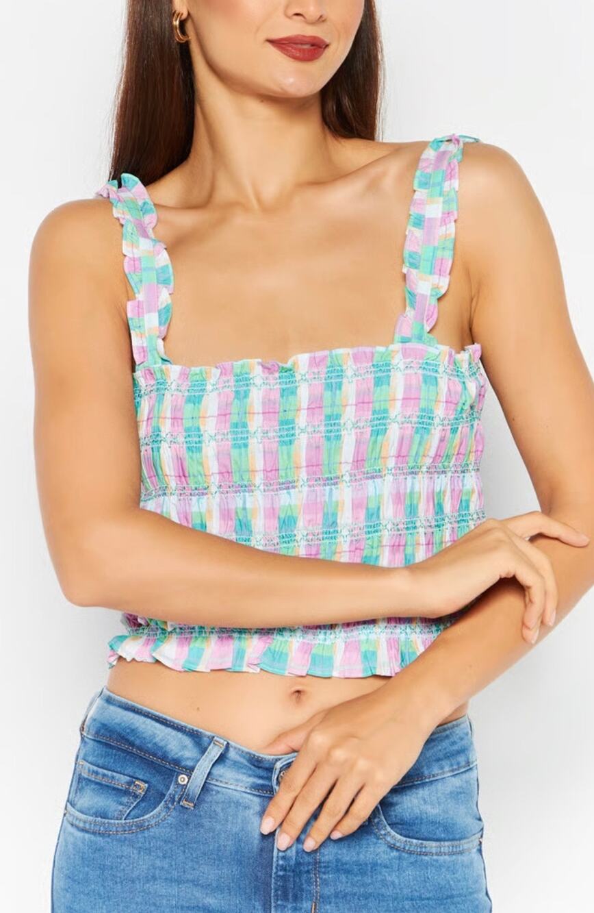 French Connection Bibiana Ruffle Crop Tank Top